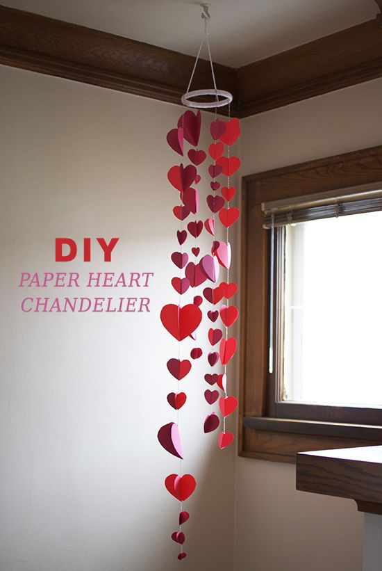 DIY Paper Heart Chandelier