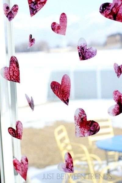 Valentines Day Craft for Kids - Stained Glass Hearts